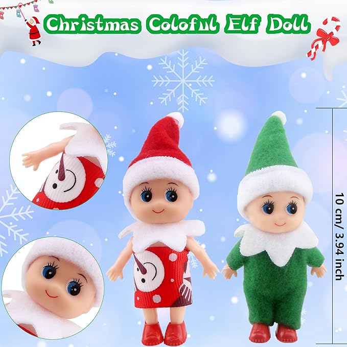 14 Pieces Christmas Tiny Elf Dolls Bulk Colorful Vinyl Felt Mini Plush Elves Figures Small Elf Doll Set for Christmas New Year Room Decoration