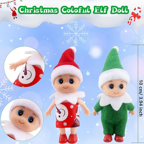 14 Pieces Christmas Tiny Elf Dolls Bulk Colorful Vinyl Felt Mini Plush Elves Figures Small Elf Doll Set for Christmas New Year Room Decoration