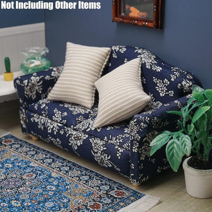 Odoria 1/12 Miniature Couch Sofa Dollhouse Furniture Accessories, Dark Blue