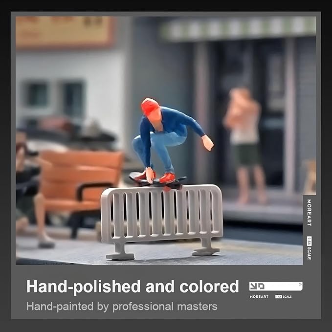 1:64 Scale Hand-Painted Resin Skateboarding Boys - HO Compatible Diorama Model for Train Scenes, Architectural Displays, Collectors & Hobbyists