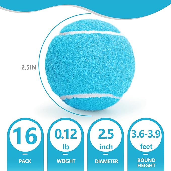 PoyPet 16-Pack Tennis Balls Bulk for Practice,Training and Beginners | Ideal for Dog Fetch,Chew and Play