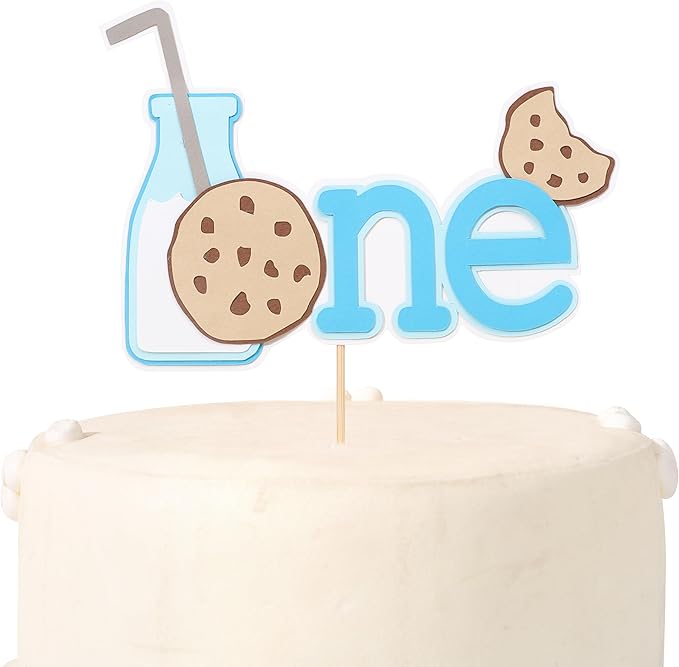 Milk and Cookies one cake topper - Milk and Cookies 1st Birthday Decoration, One Sweet Boy Birthday Decor, Boy FirstBirthday cake topper