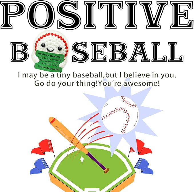 Zelaxeyi Funny Crochet Mini Baseball Gift for Baseball Lovers,Birthday Gifts for Men Women Baseballs Players Emotional Support Crochet