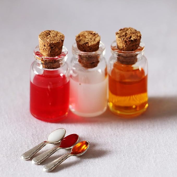1 Set Resin Miniature Dollhouse Jam Set, Includes, Honey and Jars with Spoon, Kitchen Scene Decor Accessories for Dollhouse Miniatures