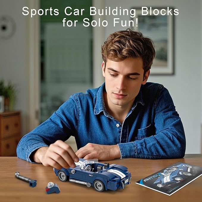 HIGH GODO Sports Car Building Set for Adults, Classic Racing Car Collectible Decor Model Kit with Display Box, Cool Vehicles Gifts for Adults and Teens Age 14+ (324 Pieces)