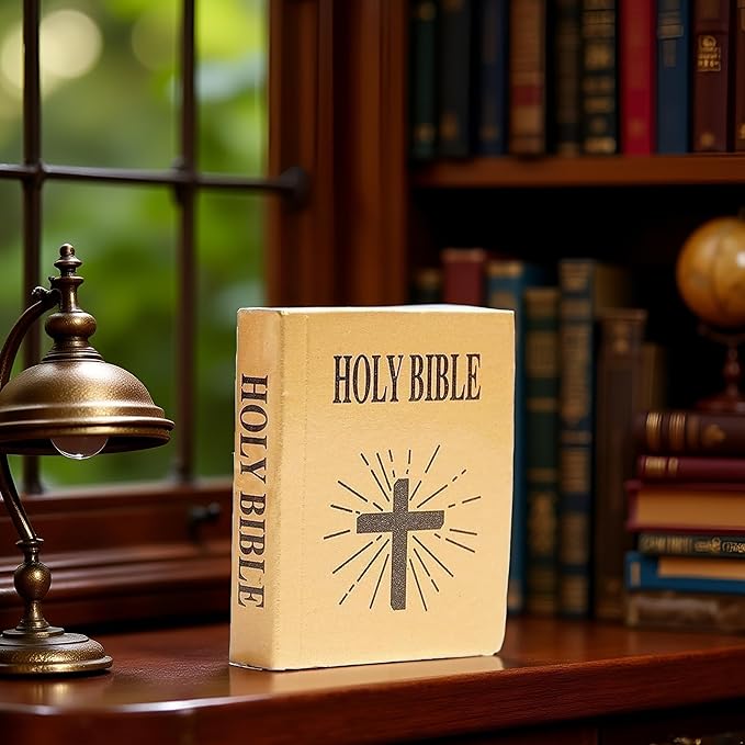 1/12 Scale Mini Bible Book Replica - Realistic Dollhouse Library Accessories for Bookshelf and Bedroom Scenes | Collectible Miniature Books for Dollhouse Furniture and Decor