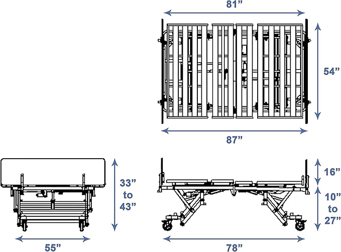 Century Max Bariatric Bed, Long Term Care Bed with Foam Mattress & Half Rail Package (54" W X 80" L) 1000lbs Weight Limit