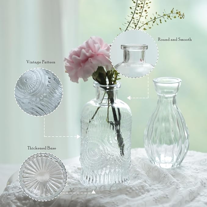 Bud Vases Set of 40 Pcs,Small Flower Vases for Centerpieces,Glass Bud Vase in Bulk Clear,Vintage Bud Vase for Wedding Table Centerpieces Decoration, Home Table Party Decor, Christmas,Anniversary