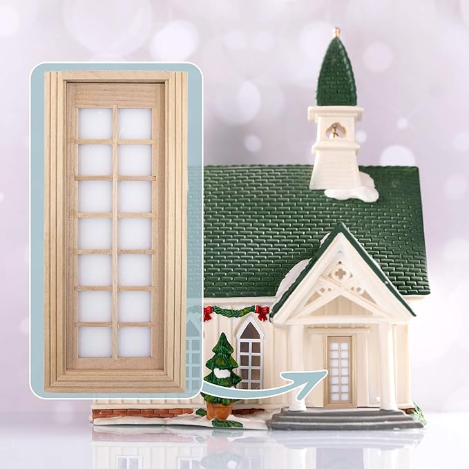 AUEAR, 1:12 Miniature Furniture Unpaint Wooden Doors for DIY Scene Home Craft (14 Panel)