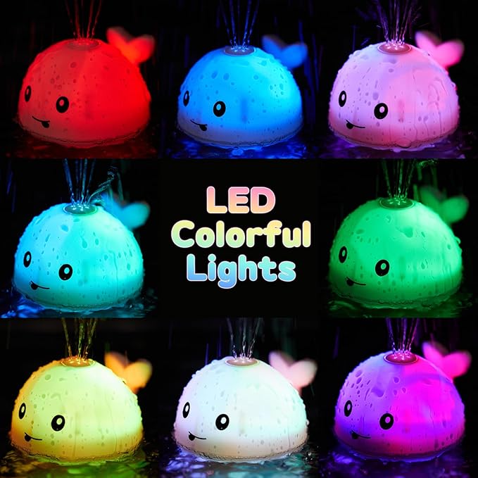 Gigilli Baby Bath Toys, Bath Toys for Kids Ages 1-3, 1 Year Old Girl Valentines Gifts for Babies 6-12-18 Months, Light Up Whale Bath Toy Sprinkler Toddler Birthday Bathtub Fountain Pool Water Toy