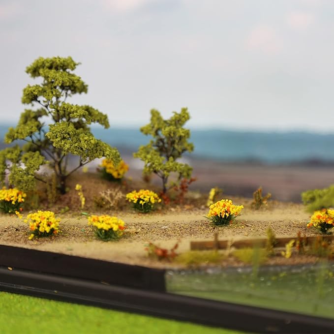 Miniature Vegetation Bushy Shrubs Tuft Flowers with Model Bases War Game DIY Railway Terrain Scenery (E)