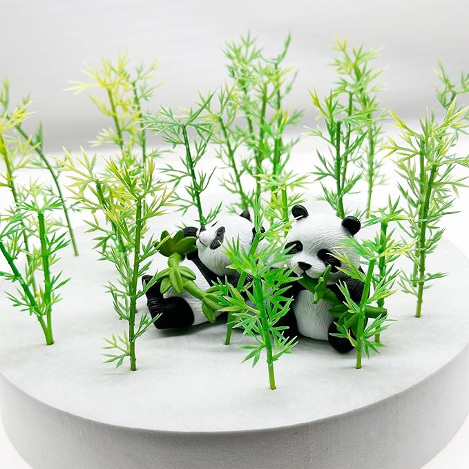 Woohome Model Miniature Bamboo Trees, Green Plastic Bamboo Trees for Building Model, Home Miniature Landscape Landform Diorama Project, 100 PCS, 2.36’’ and 3.15’’