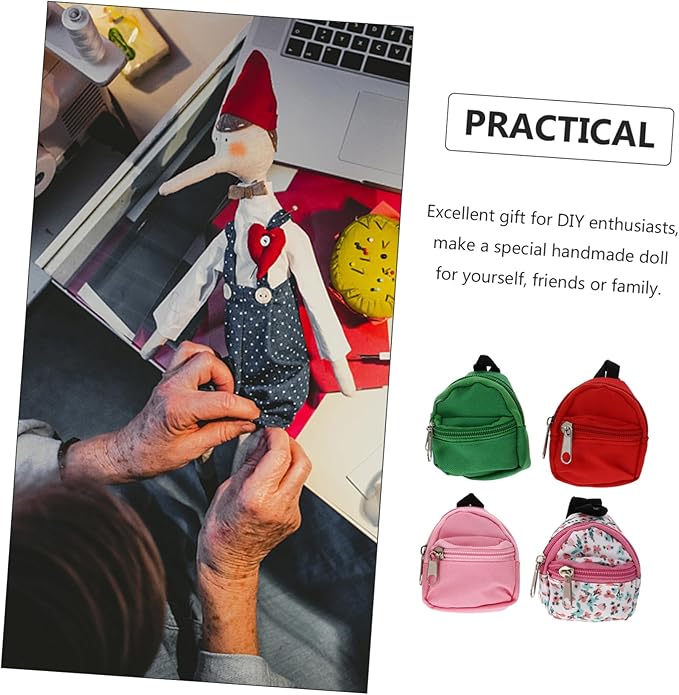 4pcs Mini Doll Backpack Decorative House Accessories for Miniature Collectibles Lightweight Vivid Design for Creative Home Decor for Dollhouses and Handmade Displays