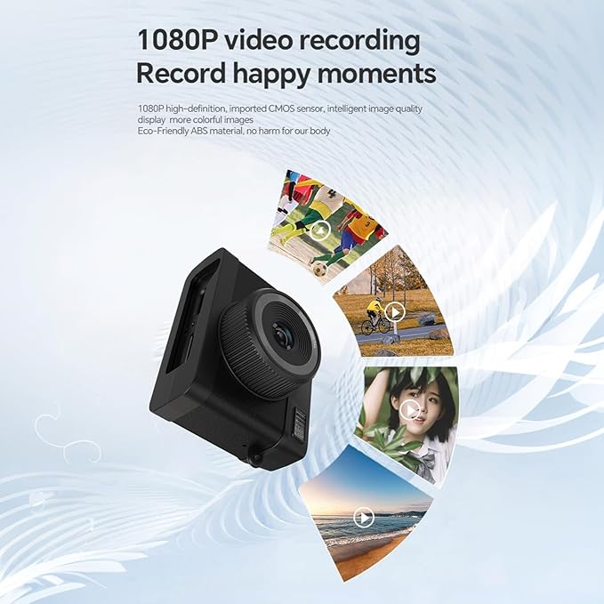 Mini Keychain Camera, Mini Digital Camera, 1080P Retro Camera with 32GB Card, Wide Angle Lens, LED Flash Light, Nostalgic Photos, Great Gift Idea, Black (Black)