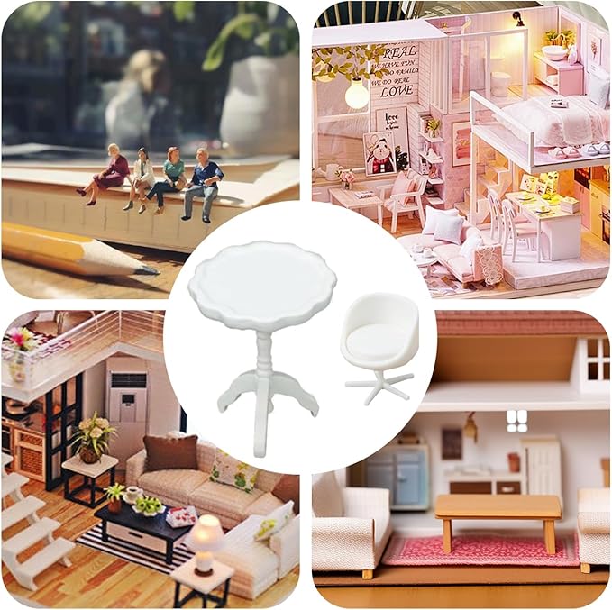 5 Pcs 1:25 Scale Miniature Classic European Style Armchair Set for Mini House Decor