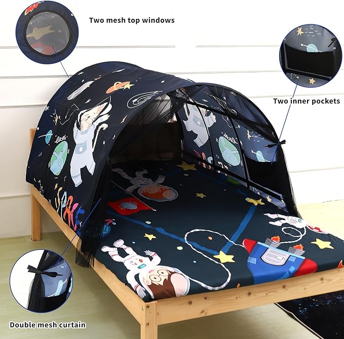 Bed Tent for Kids Lucky Castle Bed Tent Foldable Game House for Children Play Tents for Girls Boys Sleeping Canopy Playhouse