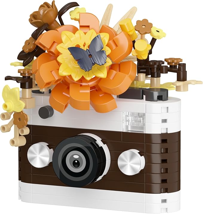 Cosmos Cute Flower Camera Series Mini Building Toy Bricks Micro Blocks Kit Miniature Toys Ideal for Home Decor Desktop