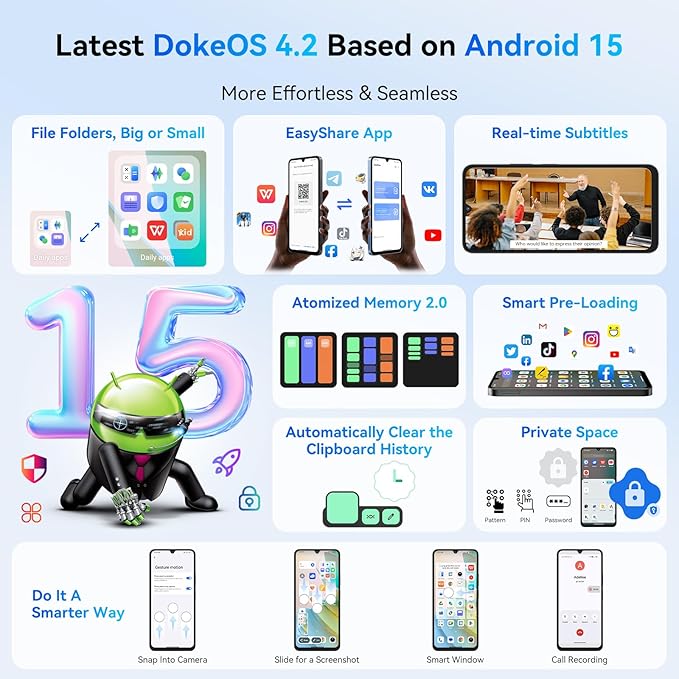 Blackview Shark 6 Unlocked Android Phones 5G (2025), Android 15 Cell Phone Unlocked, 6.88" 120Hz Display, 24GB+128GB/2TB, 16MP+8MP AI Camera, 5000mAh/18W,Fingerprint/Face ID,Dual SIM/GPS/OTG/NFC,Black