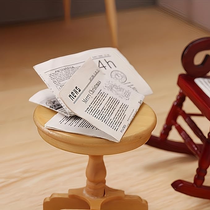 2pcs 1:12 Scale Miniature Newspapers Set - 9 Color Mini Newspapers and Bundle of Vintage Mini Newspapers for Dollhouse DIY Accessories