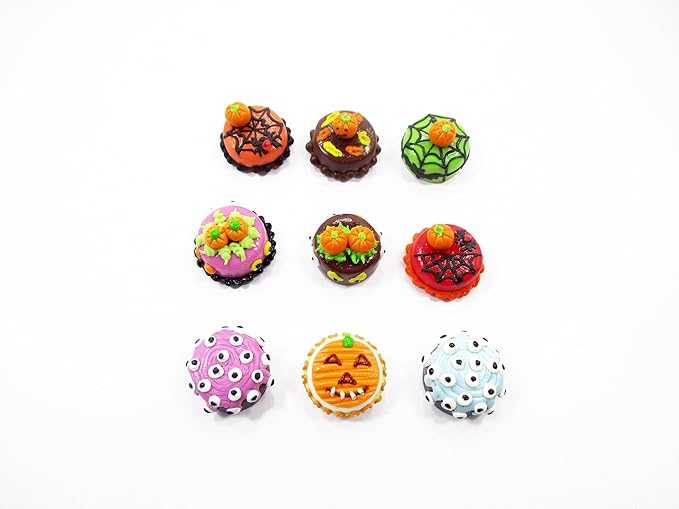 Dollhouse Miniature Food 9 Mini Halloween Mixed Cake 1.5 cm Bakery Supply 16672