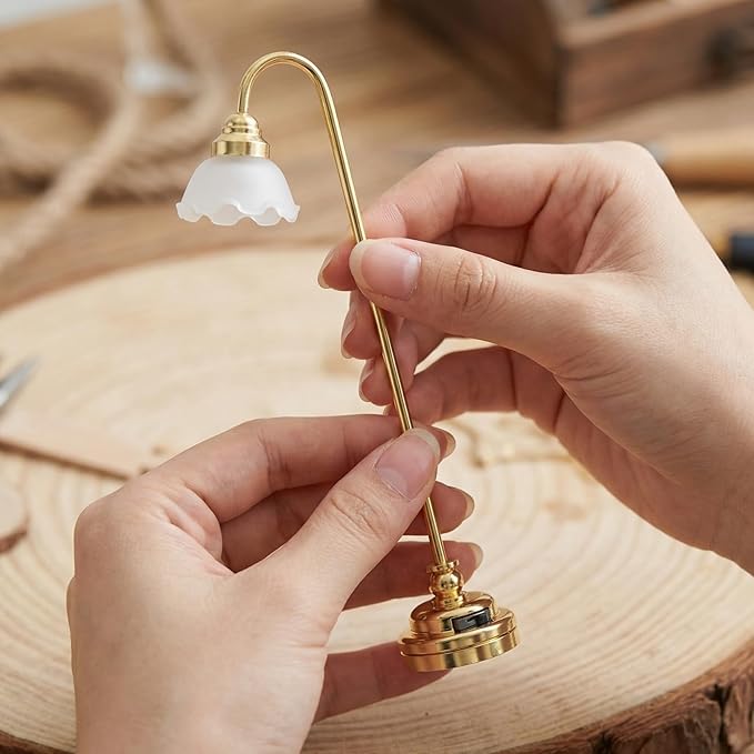 IMIKEYA 2Pcs Miniature Dollhouse Floor Lamps: LED Mini Dollhouse Floor Lights with Stable Metal Base for Doll House Decoration 1 12 Scale Furniture