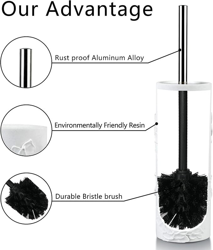 Indecor Home Toilet Brush and Holder Set for Bathroom, Stylish and Durable Cleaning Tool with Modern Design, Compact for Efficient Cleaning