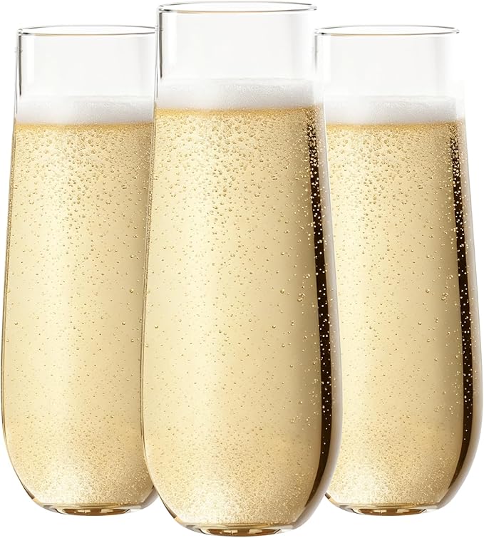 Ciaell 48 Pack Plastic Champagne Flutes - 9 Oz Disposable Champagne Glasses - Stemless Mimosa Glass for Parties & Weddings & Birthdays