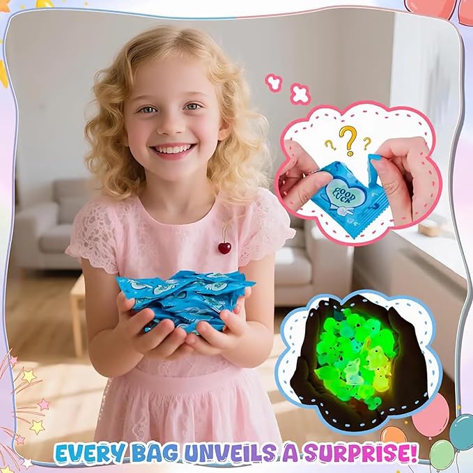 Mini Glow in The Dark Animal Resin Models Mystery Resin Animals Individually Wrapped Blind Bag Hide Small Luminous Figures DIY Fairy Garden House Micro Landscape Aquarium Decor Random Design (50)