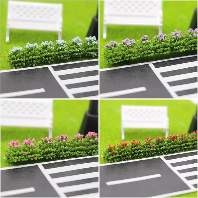 Cayway 6 Color Miniature Shrub Strips Static Shrub Vegetation Groups Static Grass Tuft DIY Miniature Colorful Flower Cluster for DIY Model Train Landscape Railroad Scenery