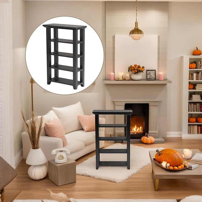Toyvian Dollhouse Mini Bookshelf Model Miniature Display Bookcase Mini House Drawer Cabinet 4- Layer Wood Micro Scene Furniture DIY Storage Box