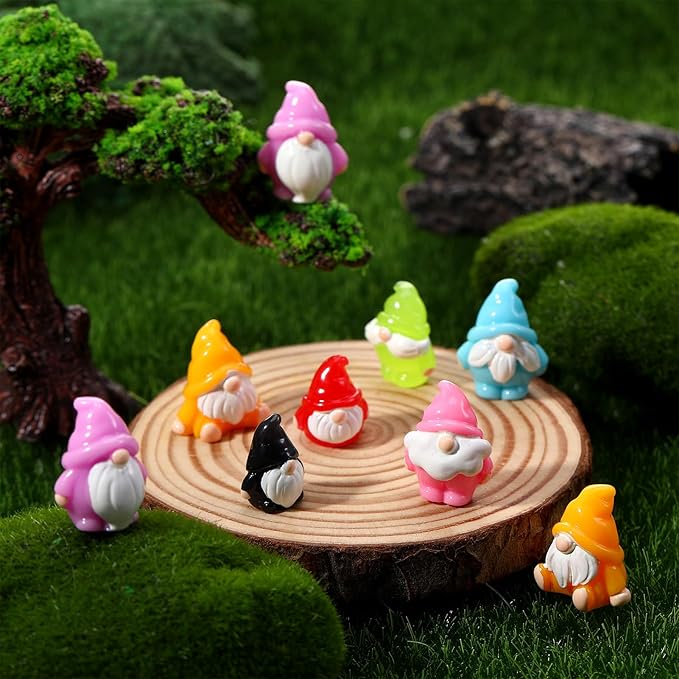 35 Pcs Mini Resin Gnomes 7 Colors Tiny Gnomes Miniature Figurines Miniature Gnome Figurines Mini Gnome Decor for Garden Landscape Outdoor Patio Yard Lawn Dollhouse Potted Plant Decor