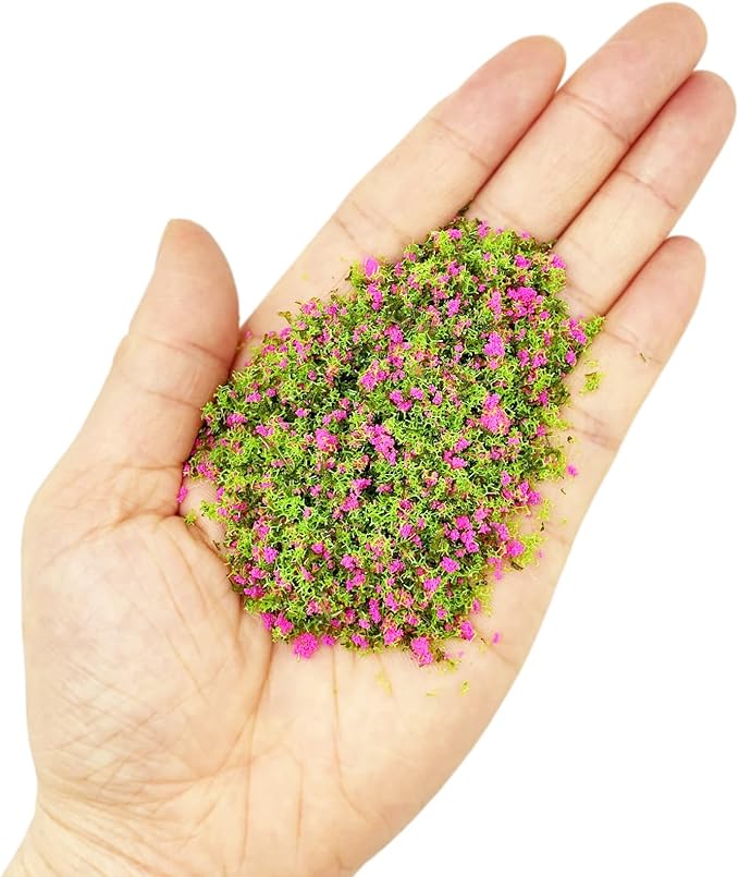 PrettyLife Miniature Flower Grass Cluster Tufts Material Colorful for DIY Mini Dollhouse Fairy Garden Tree Railway Simulated Static Scenery Micro Landscape Model (Rose)