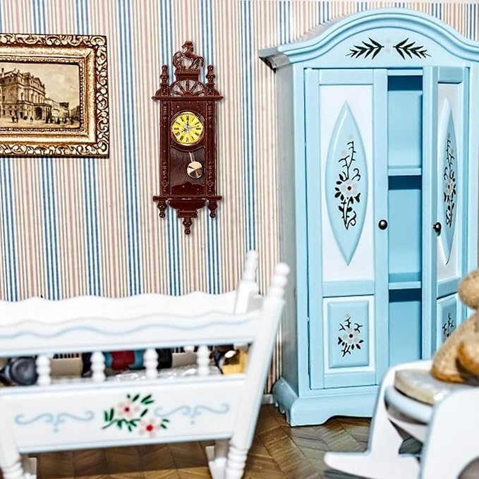 STOBOK Dollhouse Miniature Wall Clock Mini Clock Model for Photography Props Dollhouse Furniture Accessories