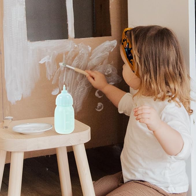 Garneck 10Pcs Miniature Doll Milk Bottles Realistic Doll Accessories for Pretend Play Juice Milk Bottles for Dollhouse Games Bright Color Tableware for Boy Girl