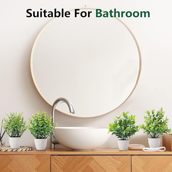 FAVOWREATH 4 Pack Fake Plants Ceramic Mini Artificial Greenery Potted Plants for Home Decor Office Decor Room Decor Farmhouse Decor Indoor Table Bathroom Decor
