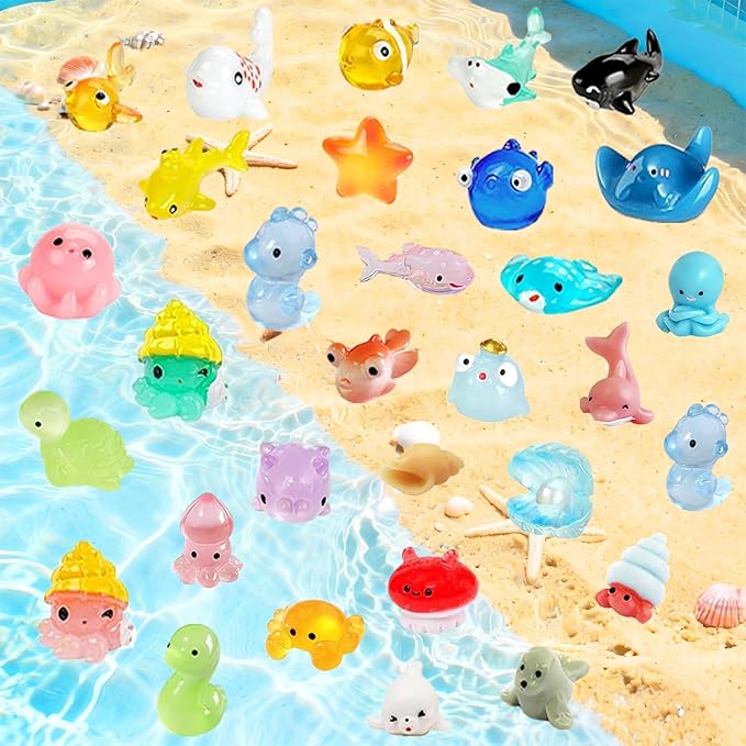 36Pcs Ocean Mini Resin Animals Figures Colorful and Lifelike Tiny Marine Creatures Ornaments for Home Decor and Aquarium Decoration & Collectibles