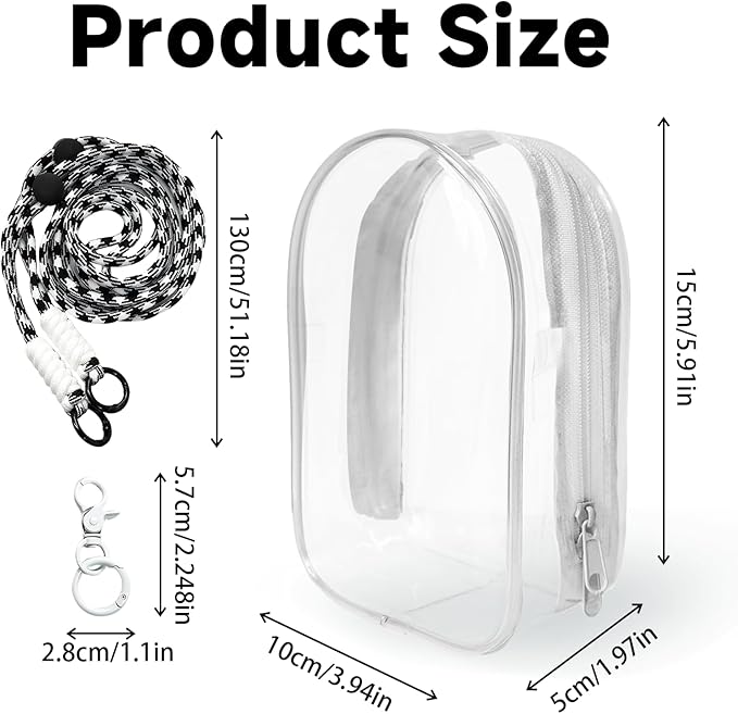 Clear Figure Display Bag with Keychain and Lanyard, Protective Doll Case, 15cm/5.91in Crossbody Doll Storage Bag
