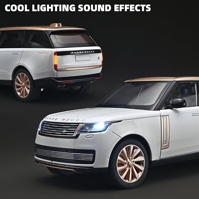Car Toys for Boys 1/18 Diecast Cars Compatible with Land Rover Range Rover Model Car Kits Collection,Metal Off-Road SUV Toy Car with Light and Sound,Cars for Kids Ages 3-5（White）