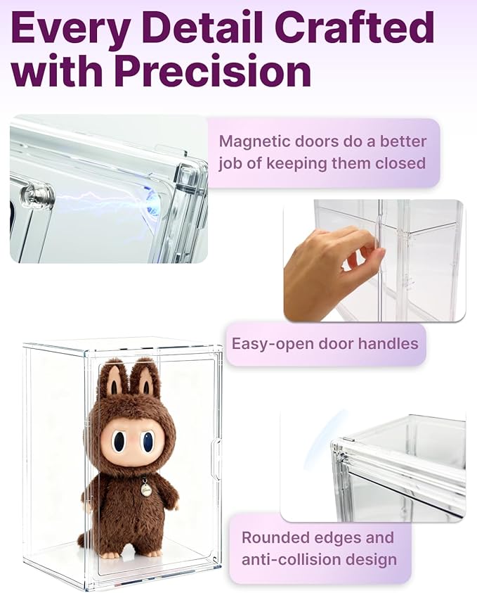 2-Pack XXL-Large Acrylic Display Cases for Gaint Labubu Collectibles 60cm/23.6", Dustproof and Figure Display Case, Compatible with ZIMOMO & Angel in Clouds, Clear Display Box Organizer