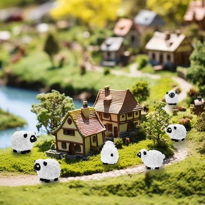 20 Pcs Mini Sheep Figurines Miniature Sheep Tiny Sheep Mini Plastic Sheep Mini Resin Figurine for Fairy Garden Micro Landscape Decor Cake Topper