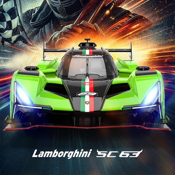 Voltz Toys 1/14 Scale Le Mans RC Car Licensed Lamborghini SC63 LMDh Remote Control Toy Car Model for Kids and Adults with Open Doors and Lights Gift for Kids and Adult
