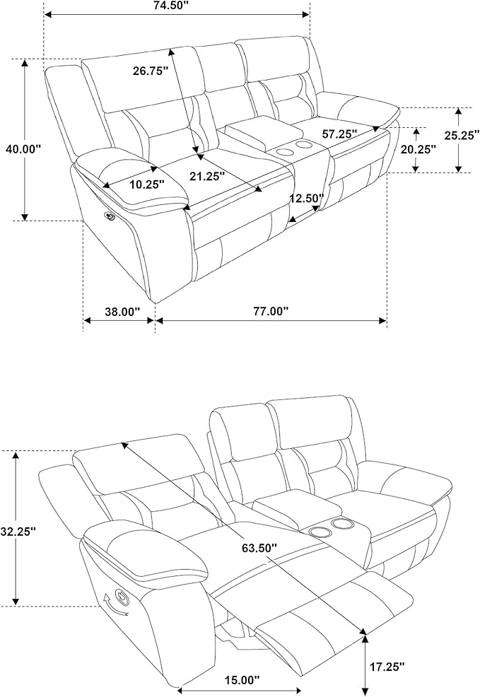 Coaster Home Furnishings Greer 3-Piece Upholstered Reclining Sofa Set Taupe 651351-S3
