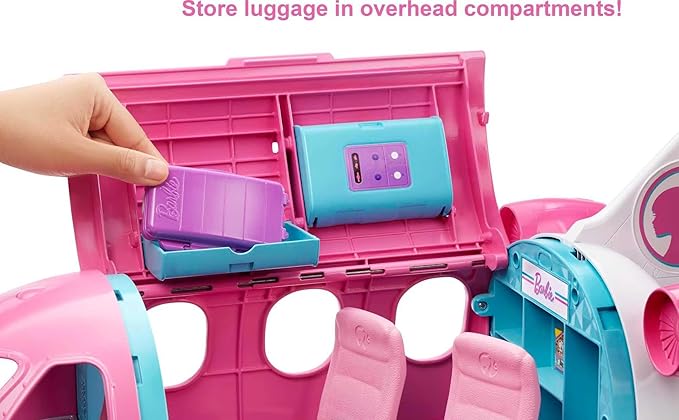 Barbie Dreamplane Airplane Toys Playset with 15+ Accessories Including Puppy, Snack Cart, Reclining Seats and More (Amazon Exclusive)