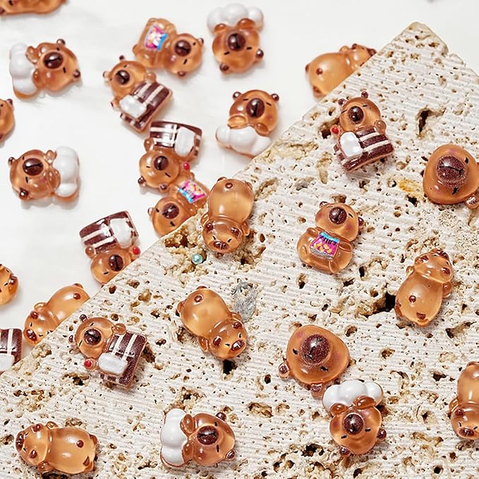 100PCS Mini Capybara Decor for Dollhouse Resin Tiny capybaras for Crafts Micro Miniature Capybara for Fairy Garden Dollhouse Micro Landscaping Decoration