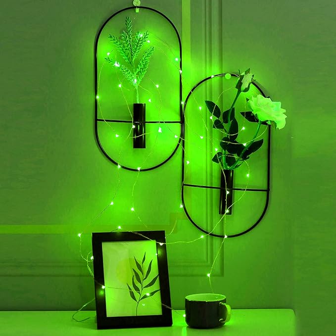 Ariceleo Mini St. Patrick's Day Fairy Lights Battery Operate, 1 Pack Copper Wire 3*AAA Battery Powered Led Starry Fairy String Lights for Bedroom, Christmas, Party, Wedding, Decoration(5m/16ft Green)