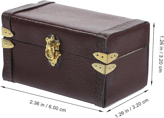 Vintage Dollhouse Miniature Suitcase Model Storage Case for Mini House Decor Elegant Wooden and Leather Travel Trunk Miniature Luggage for Dollhouses and Play Scenes