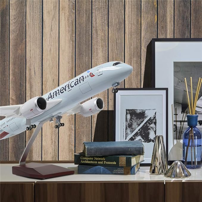 Boeing 787 1:130 Scale Jet Model with LED Light (Touch/Sound Control) for Decoration or Gift