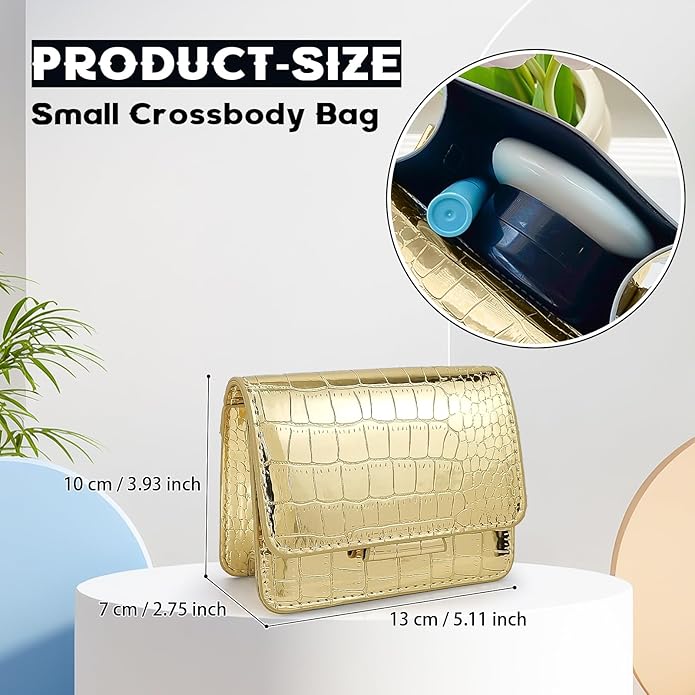 NovaKnot Metallic Mini Crossbody Purse, Evening Clutch Bag with Removable Chain Strap, Small Purse for Women, Not for Phones