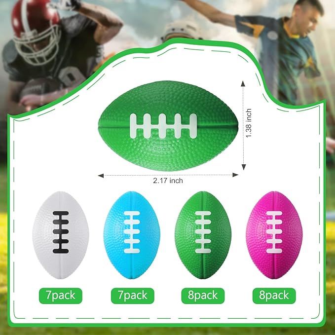 Blulu 30 Pack Mini Footballs Foam Stress Ball Bulk 2.17" for Kids Adult School Party Favor Gift Small Sports Valentines Ball Toy for First Year Down Birthday Party Homecoming Game Goodie Bag Stuffer