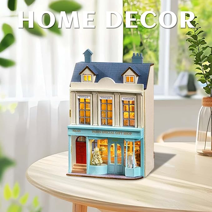 Kisoy Romantic and Cute Dolls' Rooms DIY Miniature House Kit Creative Room Perfect DIY Gift for Friends, Lovers and Families (Paris Gift Store)